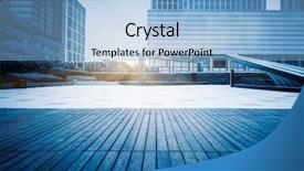  Presentation with green architecture - PPT theme enhanced with green architecture - empty ground and office building background and a light blue colored foreground