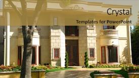  Presentation with california - Colorful PPT layouts enhanced with green architecture - image of a beautiful home backdrop and a gold colored foreground