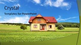  Presentation with green architecture - PPT theme consisting of green architecture - new house background and a teal colored foreground