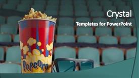  Presentation with popcorn - Presentation theme with green armchair cinema blockbuster background and a tawny brown colored foreground