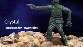  Presentation with rocks - Presentation design having green army man standing background and a navy blue colored foreground