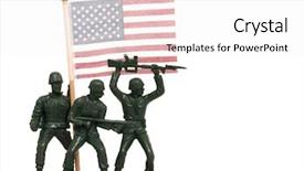  Presentation with army - Cool new slide set with green army men holding backdrop and a white colored foreground