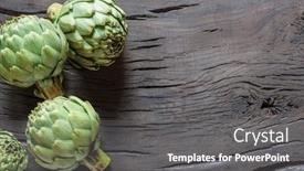  Presentation with edible flower - PPT theme consisting of green-artichoke-flower-edible-buds background and a gray colored foreground