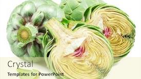  Presentation with hearts - PPT theme enhanced with green-artichokes-and-artichoke-hearts background and a blonde colored foreground