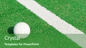  Presentation with field hockey - Colorful presentation enhanced with green artificial grass hockey field backdrop and a forest green colored foreground