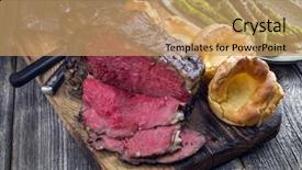  Presentation with roast beef - Presentation theme enhanced with dry aged rib of beef background and a tawny brown colored foreground