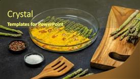  Presentation with asparagus - Slide deck consisting of green-asparagus-baked-with-chedar background and a tawny brown colored foreground