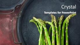 Presentation with asparagus - Slide set consisting of green-asparagus-in-a-metal background and a tawny brown colored foreground