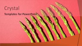  Presentation with asparagus - PPT layouts featuring green-asparagus-lined-up background and a coral colored foreground