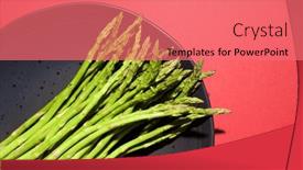  Presentation with green plate - PPT theme having green-asparagus-on-a-black background and a coral colored foreground