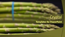  Presentation with asparagus - PPT theme consisting of green-asparagus-on-black-background background and a tawny brown colored foreground