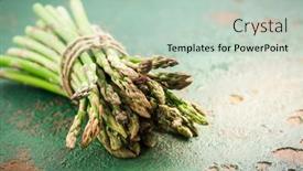  Presentation with asparagus - Slide set with green-asparagus-on-old-kitche background and a mint green colored foreground