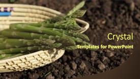  Presentation with asparagus - PPT layouts having green-asparagus-spears-in-backet background and a tawny brown colored foreground