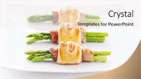  Presentation with tapas - Colorful presentation design enhanced with green asparagus tapas backdrop and a white colored foreground