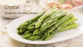  Presentation with green food habit - Beautiful slide set featuring green asparagus backdrop and a lemonade colored foreground