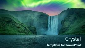  Presentation with light green - Audience pleasing presentation theme consisting of green-aurora-light-behind-famous backdrop and a ocean colored foreground