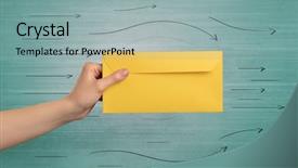  Presentation with white green - Presentation theme with green background and arrows background and a light blue colored foreground