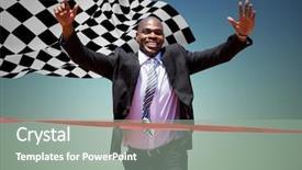  Presentation with checkered flag - Amazing PPT layouts having green background and checkered flag backdrop and a gray colored foreground