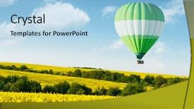  Presentation with blue and yellow green - Slides with green balloon under yellow rape background and a light blue colored foreground