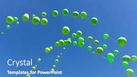  Presentation with balloons blue - Presentation design consisting of green-balloons-on-a-blue background and a  colored foreground