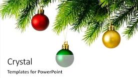  Presentation with white christmas - Presentation design with green balls - christmas decoration isolated background and a white colored foreground