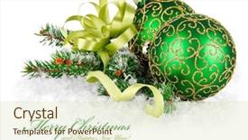  Presentation with white snow - Audience pleasing theme consisting of green balls in snow backdrop and a  colored foreground