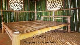  Presentation with hut - PPT layouts enhanced with green-bamboo-hut-in-tropical background and a gold colored foreground