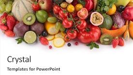  Presentation with fruits - Amazing slide deck having green banana - fruits and vegetables backdrop and a  colored foreground