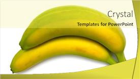  Presentation with banana - Presentation featuring green-banana-group-on-white background and a yellow colored foreground