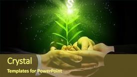  Presentation with money tree - Cool new slide set with green banking - close up image of human backdrop and a tawny brown colored foreground