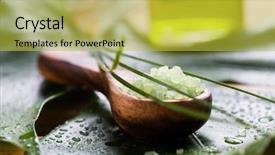  Presentation with salt - Beautiful presentation theme featuring green bath salt on wooden backdrop and a yellow colored foreground