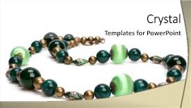  Presentation with green glass - Colorful slide deck enhanced with green beads isolated on white backdrop and a white colored foreground