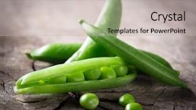  Presentation with peas - PPT layouts featuring green beans - fresh peas on wooden table background and a light gray colored foreground