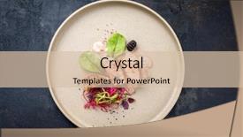  Presentation with fresh fruits salad on white - PPT theme enhanced with pink medis - fried pork fillet with salad background and a lemonade colored foreground