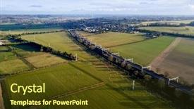  Presentation with railway - Slide deck consisting of railway track through countryside landscape background and a tawny brown colored foreground