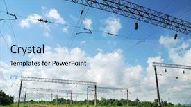  Presentation with railroad - PPT theme featuring summer railroad landscape background and a light blue colored foreground