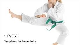  Presentation with philippine martial arts - PPT theme enhanced with gery - young sporty woman practicing martial background and a white colored foreground