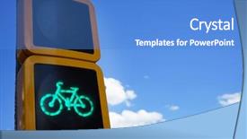  Presentation with green traffic light - Slides having green bicycle traffic light background and a teal colored foreground