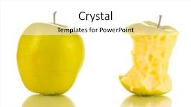  Presentation with green apple - Cool new PPT layouts with green bitten apple and whole backdrop and a  colored foreground