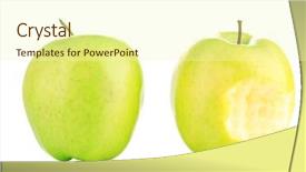  Presentation with white and green generic - Slide set featuring green bitten apple and whole background and a  colored foreground