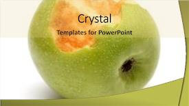  Presentation with green apple - Cool new presentation theme with green bitten apple on white backdrop and a yellow colored foreground