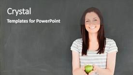  Presentation with green apple - Audience pleasing slide deck consisting of green black - beautiful young woman holding backdrop and a dark gray colored foreground