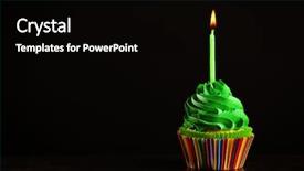  Presentation with dark green - Slides enhanced with green black - fresh tasty cupcake with candle background and a black colored foreground