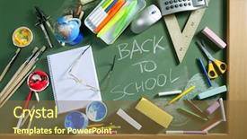  Presentation with back school - Beautiful presentation featuring green blackboard education concept backdrop and a tawny brown colored foreground