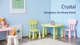  Presentation with room - Slide deck enhanced with green blue - interior of playing room background and a sky blue colored foreground