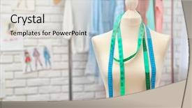  Presentation with green fashion - Presentation theme with green blue - tailor dummy with measuring tapes background and a lemonade colored foreground