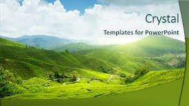  Presentation with tea plantation - Slide set having green blue - tea plantation cameron highlands malaysia background and a light blue colored foreground