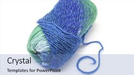  Presentation with yarn - Presentation theme having green blue ball of wool yarn for knitting close up on a white background background and a teal colored foreground