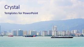  Presentation with asia - PPT theme consisting of green blue footprint - pinang island malaysia asia background and a sky blue colored foreground