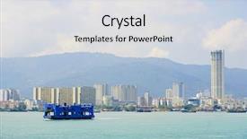  Presentation with asia - Slide set consisting of green blue footprint - pinang island malaysia asia background and a light gray colored foreground